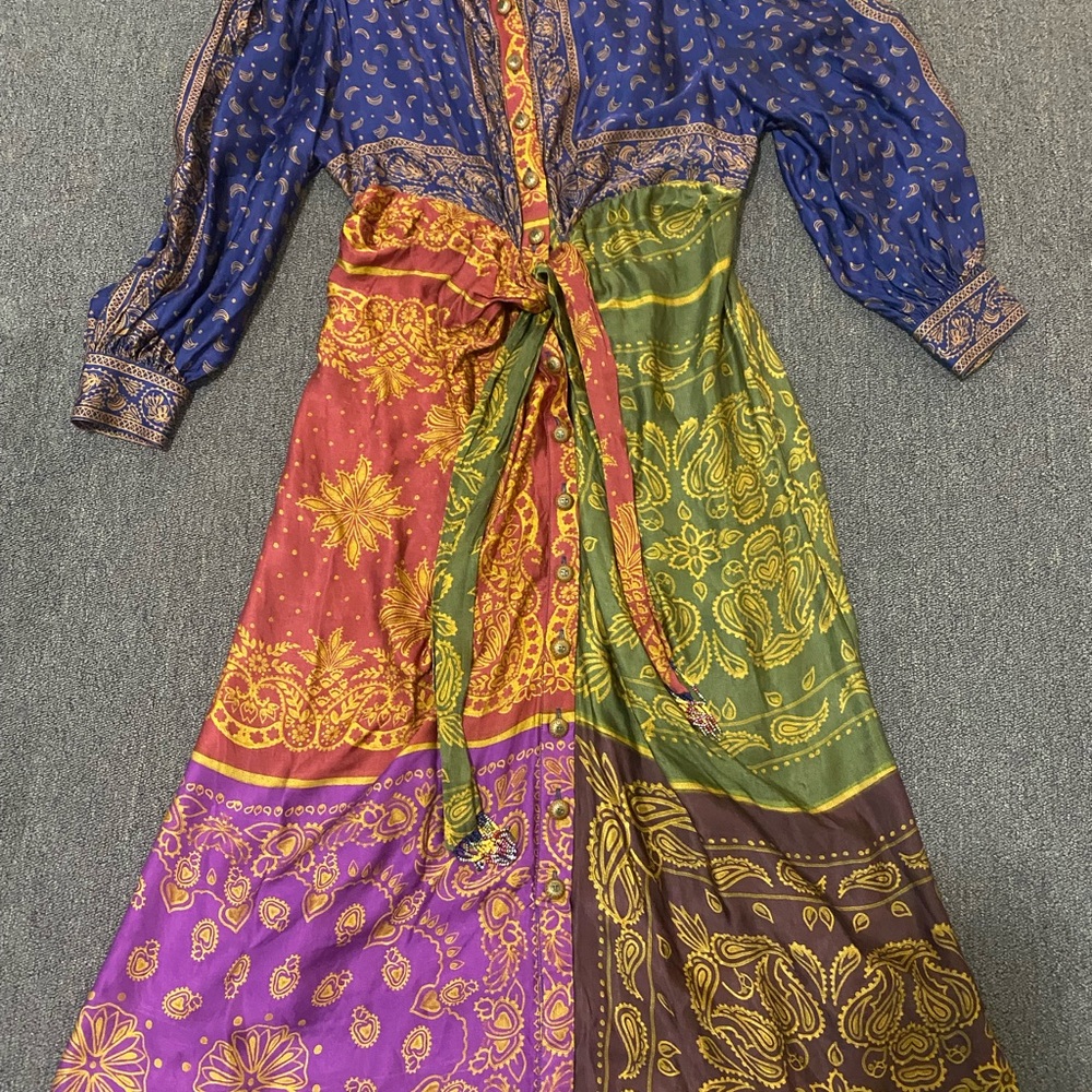FARM Rio Colorful Patchwork Long Sleeve Dress